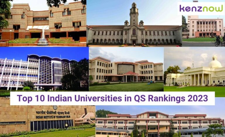 Top 10 Indian Universities In QS Rankings 2023 Kenznow 770x470 